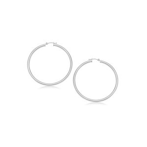 Unbranded 48086 14k White Gold Polished Hoop Earrings (2- Mm)