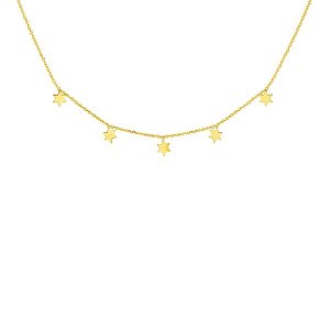 Unbranded 74876-17 14k Yellow Gold Necklace With Six Pointed Stars Siz