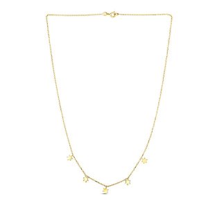 Unbranded 74876-17 14k Yellow Gold Necklace With Six Pointed Stars Siz