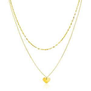 Unbranded 29455-18 14k Yellow Gold 18 Inch Two Strand Necklace With He