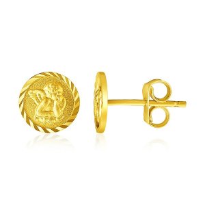 Unbranded 47854 14k Yellow Gold Round Angel Post Earrings