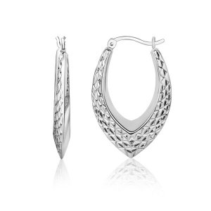 Unbranded 09270 Sterling Silver Fancy Weave Style Texture Hoop Earring