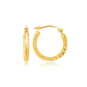 Unbranded 53556 14k Yellow Gold Hoop Earrings With Textured Detailing