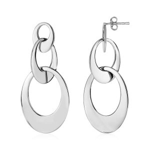 Unbranded 70754 Drop Earrings With Three Open Ovals In Sterling Silver