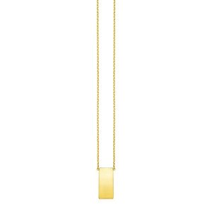 Unbranded 57038-18 14k Yellow Gold Necklace With Polished Bar Pendant 