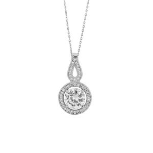 Unbranded 83503-18 Circle And Teardrop Pendant With Cubic Zirconia In 