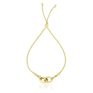 Unbranded 50987-9.25 14k Yellow Gold Entwined Rings Adjustable Lariat 