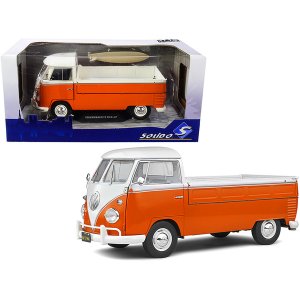 Solido S1806701 Volkswagen T1 Pickup Truck Orange And White With Surfb