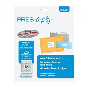 Avery 30644 Pres-a-ply 23 X 3 716 Assorted Laserink File Folder Labels