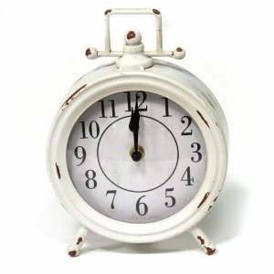 Homeroots.co 329355 Vintage White Metal Table Clock