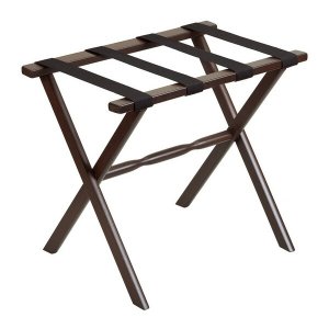 Homeroots.co 383081 Dark Walnut Wood Straight Leg Luggage Rack With 4 