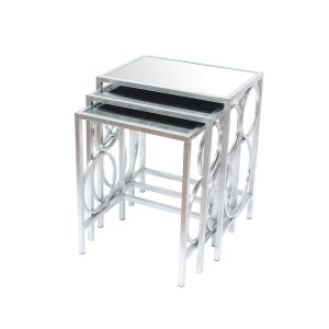 Homeroots.co 274433 Silver 3 Piece Nesting Table Set