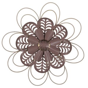 Homeroots.co 380804 Deep Mauve Finish Metal Flower Wall Decor