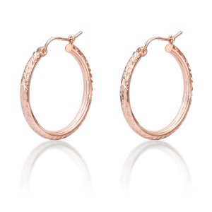 Alkeme E102R 14k Rose Gold Diamond Cut Hoop Earrings