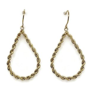 Alkeme E117 14k Gold Oval Rope Chain Earrings, 1.6 Grams