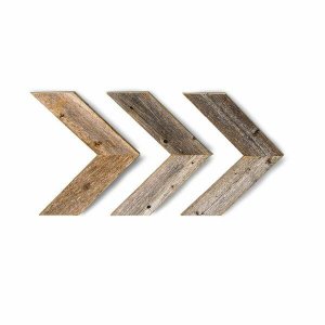 Homeroots.co 380346 Set Of 3 Rustic Weathered Grey Wood Chevron Arrow