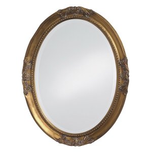 Homeroots.co 383720 Oval Antique Gold Finish Mirror With Beaded Textur