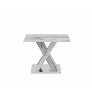 Homeroots.co 383821 Elegant Marble Glass Top End Table