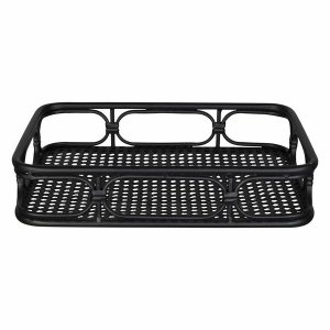 Homeroots.co 380789 Matte Black Metal Cane Design Serving Tray