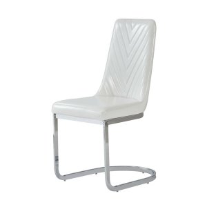 Homeroots.co 383961 Set Of 2 Modern White Dining Chairs With Horse Sho