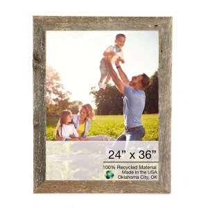 Homeroots.co 380262 27x39 Natural Weathered Grey Picture Frame With Pl