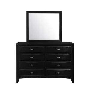 Homeroots.co 384018 Black Mirror With Rectangular Sleek Wood Trim