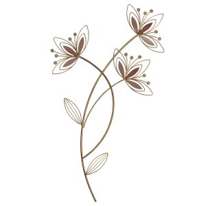 Homeroots.co 380811 Deep Mauve Finish Metal Flowers Wall Decor