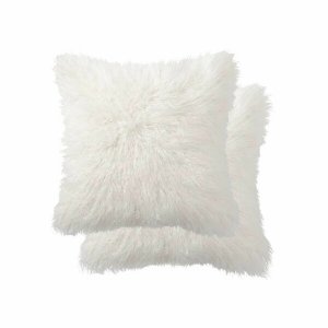 Homeroots.co 332242 18 X 18 X 5 Off White, Faux Fur - Pillow 2-pack