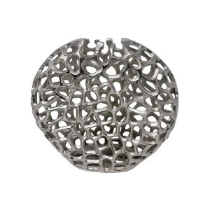 Homeroots.co 383748 Petite Round Table Vase In Shiny Nickel Finished F