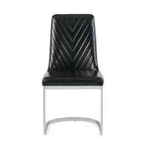 Homeroots.co 383960 Set Of 2 Modern Black Dining Chairs With Horse Sho