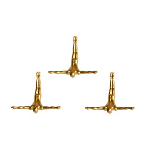 Homeroots.co 332362 6.5 X 2.5 X 6.5 Wall Diver - Gold 3-pack