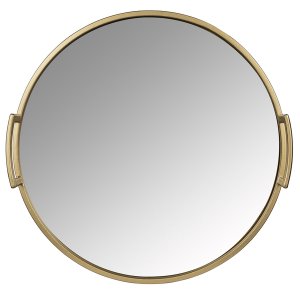 Homeroots.co 380822 14 Gold Round Mirrored Decorative Tray