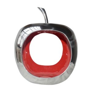 Homeroots.co 383739 Apple Shaped Aliminum  Cast Decorative Accent Bowl