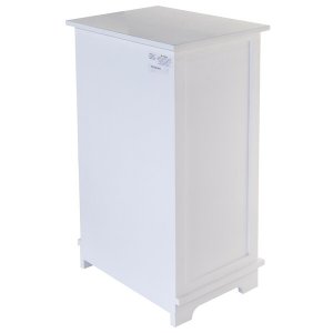 Homeroots.co 383044 White Wooden Cabinet With 1 Basket Weave Drawer An