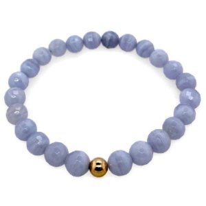 Alkeme B110 Gemstone  Gold Stretch Bracelet - Blue Lace