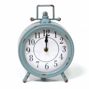 Homeroots.co 329356 Vintage Blue Metal Table Clock