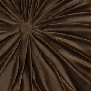 Homeroots.co 380887 Brown Round Tufted Velvet Pillow