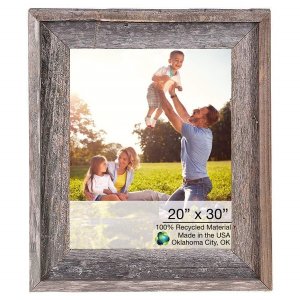 Homeroots.co 380265 24x34 Natural Weathered Grey Picture Frame With Pl