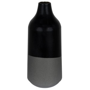 Homeroots.co 380798 Dora Tall Cement Gray And Black Dipped Vase