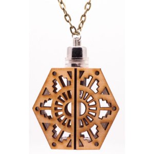 Aglowgeo AGP7 Tribal Shield Cherry Wood Necklace  Pendant