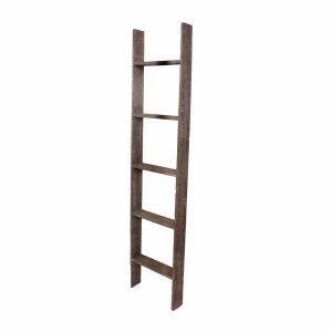 Homeroots.co 380323 5 Step Rustic Wood Ladder Shelf