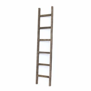 Homeroots.co 380329 6 Step Rustic Espresso Wood Ladder Shelf