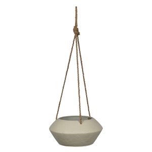 Homeroots.co 380791 Light Grey Metal Hanging Rope Planter