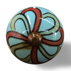 Homeroots.co 332351 Bohemian Turquoise And Red Set Of 12 Knobs