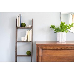 Homeroots.co 380324 4 Step Rustic Weathered Grey Wood Ladder Shelf