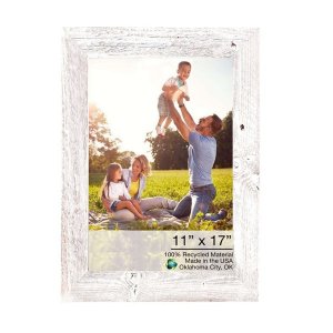 Homeroots.co 380282 16x23 Rustic White Washed Picture Frame With Plexi