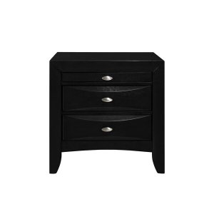 Homeroots.co 384019 Black Nightstand With 2 Chambered Drawer