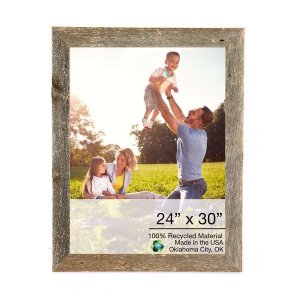 Homeroots.co 380260 28x34 Natural Weathered Grey Picture Frame With Pl