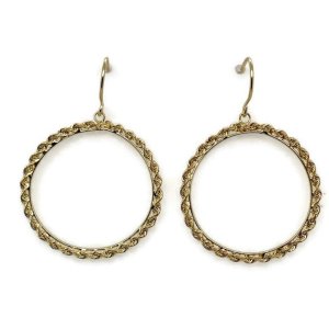 Alkeme E116 14k Gold Circle Rope Chain Earrings, 1.21 Grams