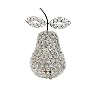 Homeroots.co 383779 Silver Pear Shaped Medium Sculpture On Faux Crysta